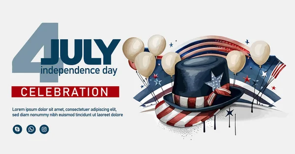 Boldog Július Usa Függetlenség Napja Üdvözlőkártya Hullámzó Amerikai Nemzeti Zászló — Stock Vector
