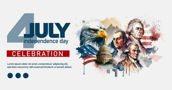 Поздравительная Открытка День Независимости Сша Размахиванием Американским Национальным Флагом Оформлением — стоковый вектор