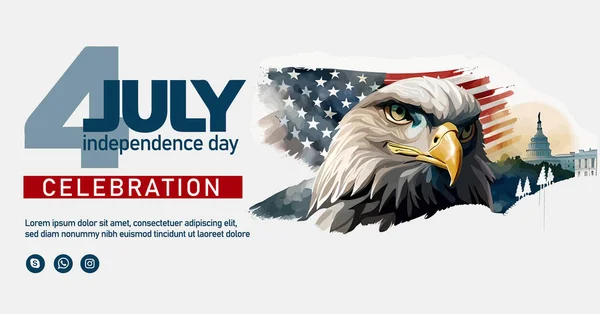 Glücklicher Juli Usa Independence Day Grußkarte Mit Schwenkender Amerikanischer Nationalflagge — Stockvektor