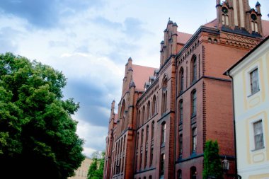 Ancient buildings on Ostrow Tumski at daytime in Wroclaw. High quality photo