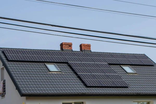 Historic Farm House Modern Solar Panels Roof Wall High Quality — Stock Photo, Image