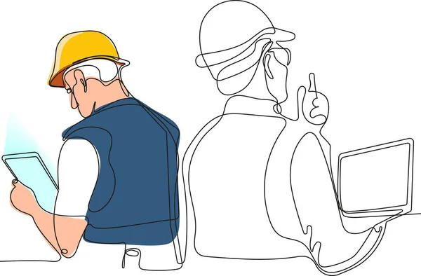 Construction Manager Engineer Working Building Site Vector Illustration — Stock Vector