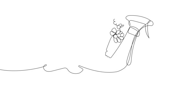 Dibujo Animado Línea Continua Botellas Del Sistema Diversos Productos Limpieza — Vídeo de stock