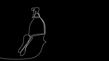 Değişik temizlik malzemelerinden oluşan set şişelerinin sürekli çizilmesinin animasyon çizimi dost temizliği sağlar. Minimum konsept. Yüksek kalite 4k görüntü