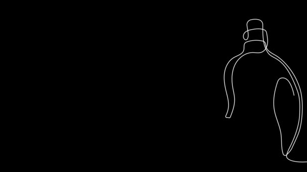 Анимированный Рисунок Сплошной Линейной Прорисовки Комплектных Бутылок Различной Чистящей Пробки — стоковое видео