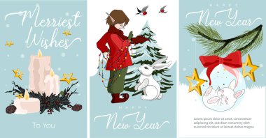 Kış sezonu Tatilleri, Şirket Partisi Kutlaması İniş Sayfası Şablonu. Minik Karakterler Büyük 2023 'te Yeni Yılı Kutluyor 