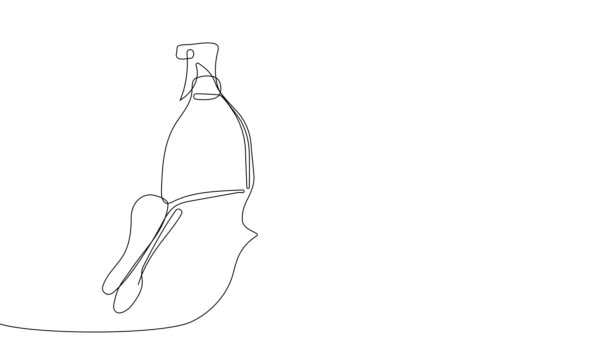 Animasi Gambar Garis Terus Menerus Menggambar Botol Set Dari Pembersih — Stok Video