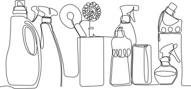 Ev temizlik servisi iniş sayfası tasarımı konsepti, temizlikçilerin temizlik aletleriyle çizimi. Vektör illüstrasyonu