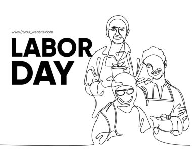 İşçi Bayramı, ana hatlı vektör çiziminin sürekli bir çizimi. Yüksek kalite fotoğraf