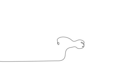 Baba ve Çocuk Devamlı Çizgi Sanatı, Babalar Günü Çizgi Çizimi Çizimi, Tek Çizgi Animasyonu. Yüksek kalite 4k görüntü