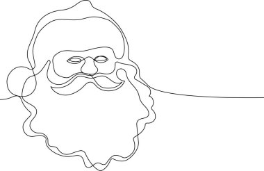  Noel Baba 'yı ren geyiği ve kızağa çizen bir çizgi. Noel ve Yeni Yıl konsepti. vektör illüstrasyonu