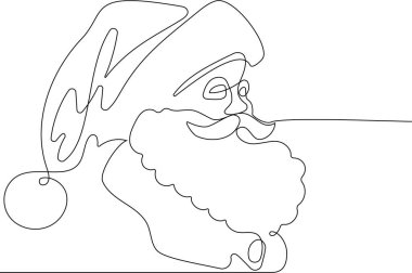  Noel Baba 'yı ren geyiği ve kızağa çizen bir çizgi. Noel ve Yeni Yıl konsepti. vektör illüstrasyonu