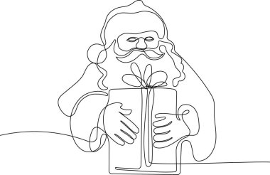  Noel Baba 'yı ren geyiği ve kızağa çizen bir çizgi. Noel ve Yeni Yıl konsepti. vektör illüstrasyonu