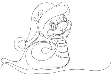 Noel Baba şapkası takan komik bir yılanın boyama sayfası. Vektör çizimi. Bu illüstrasyonu yaratmak için yapay zeka kullanılmadı. Vektör illüstrasyonu