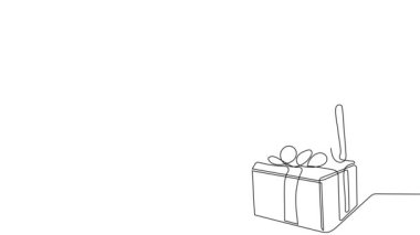 Noel Baba 'nın bir satırlık resmi. Şöminenin üzerine çikolata çizmenin 2D animasyonu. Tahta, karatahta ve sunum için alfa kanallı 4k stok videosu. Yüksek kalite 4k görüntü