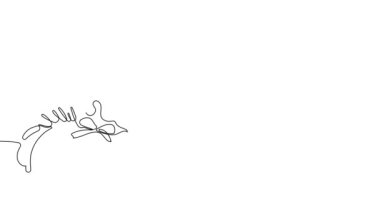 Noel Baba 'nın bir satırlık resmi. Şöminenin üzerine çikolata çizmenin 2D animasyonu. Tahta, karatahta ve sunum için alfa kanallı 4k stok videosu. Yüksek kalite 4k görüntü