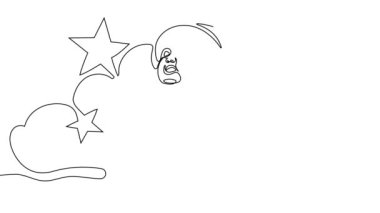 Noel Baba 'nın kendini çizmesi. Şöminenin üzerine çikolata çizmenin 2D animasyonu. 4k stok video alfa kanalı ile beyaz tahta, karatahta, sunum yüksek kalite 4k görüntü