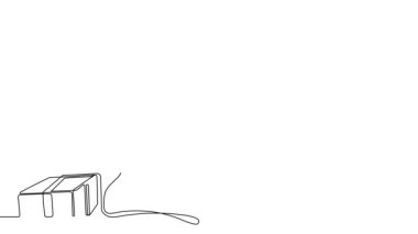 Noel Baba 'nın bir satırlık resmi. Şöminenin üzerine çikolata çizmenin 2D animasyonu. Tahta, karatahta ve sunum için alfa kanallı 4k stok videosu. Yüksek kalite 4k görüntü