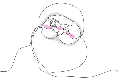 Noel Baba 'yı ren geyiği ve kızağa çizen bir çizgi. Noel ve Yeni Yıl konsepti. Vektör çizimi. Vektör illüstrasyonu