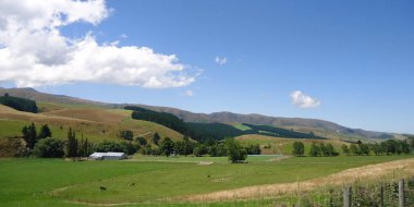 Farmland and mountain areas at South Island, New Zealand.