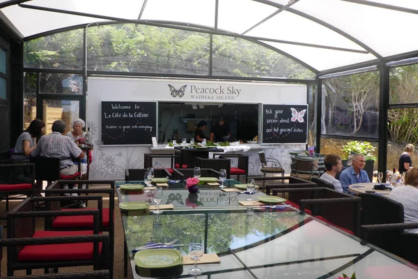 Peacock Sky winery, wine tasting, Waiheke Island, North Island, New Zealand.