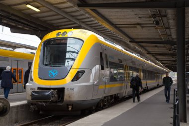 Regional train at the central station in Gothenburg, Vastergotland, Sweden.