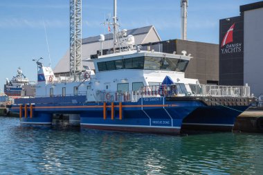 Catamaran at the harbor in Skagen, North Jutland, Denmark.