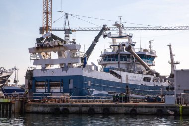 Large trawler at the harbor in Skagen, North Jutland, Denmark.