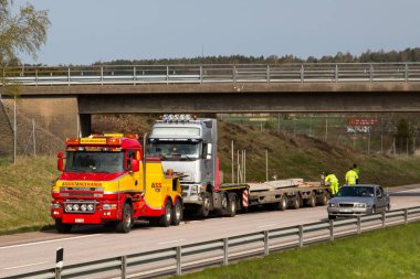 Varberg, Halland, İsveç yakınlarındaki E6-E20 otoyolunda trafik