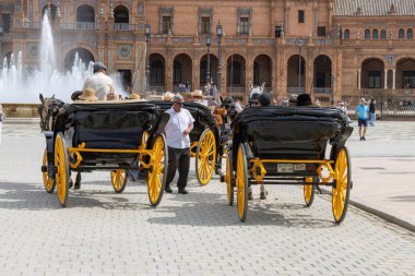 Plaza de Espana, Sevilla, Endülüs, İspanya 'nın merkezindeki ünlü meydan..