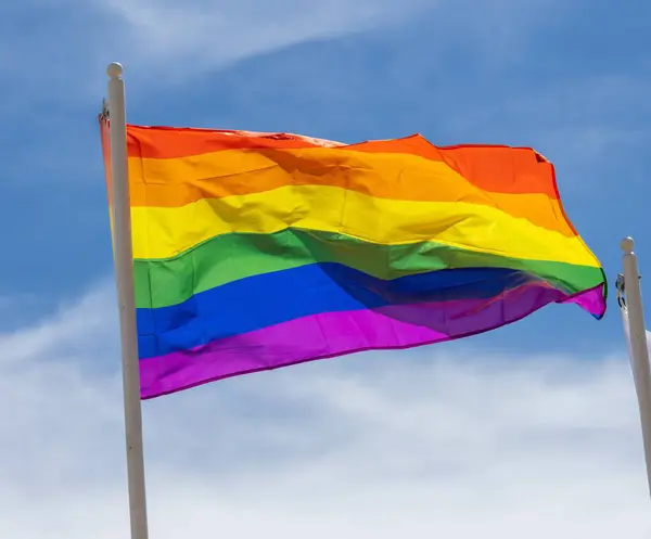 stock image Rainbow flag in Torremolinos, Andalusia, Spain.