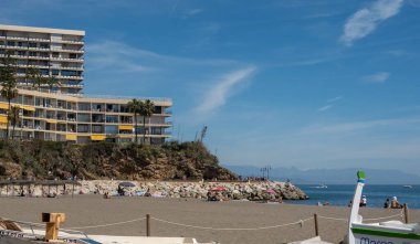 Torremolinos, Endülüs, İspanya 'daki Akdeniz plajı.