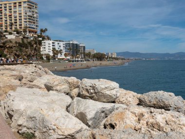Torremolinos, Endülüs, İspanya 'daki Akdeniz plajı.