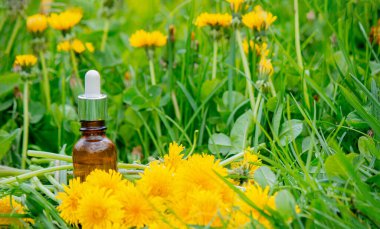 Bir şişe karahindiba ya da yağ. Fizyoterapi.