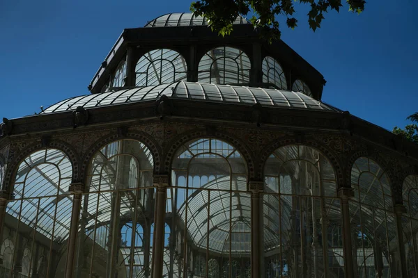 Madridi Retiro Parkban Van Egy Ékszer Neve Palacio Cristal Kétségtelenül — Stock Fotó
