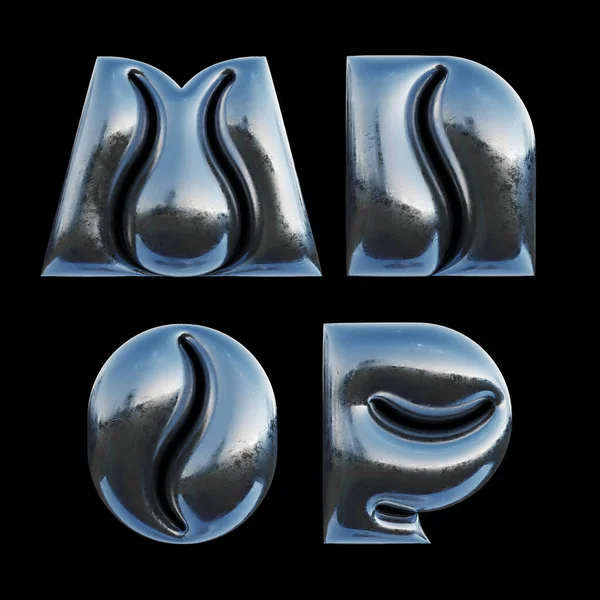 Rendered Set Letters Made Metallic Foil Bold Inflated Shape — Stock Photo, Image