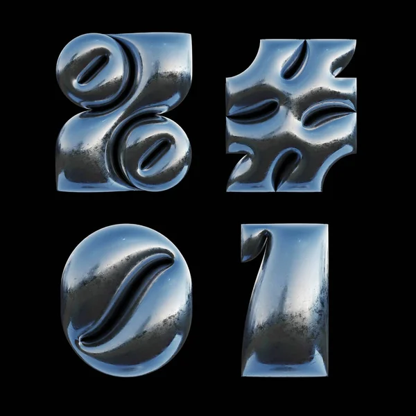 Rendered Set Letters Made Metallic Foil Bold Inflated Shape — Stockfoto