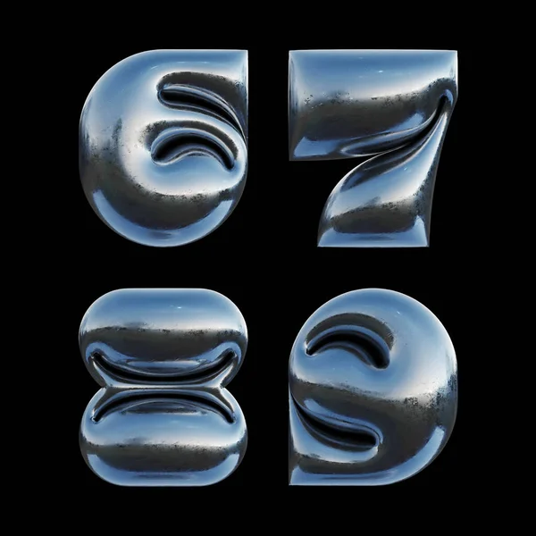 Rendered Set Letters Made Metallic Foil Bold Inflated Shape — Foto de Stock