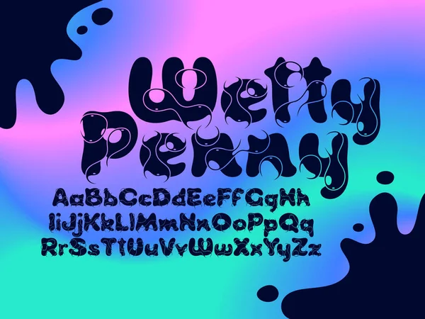 Vector Σετ Γραμματοσειρών Wetty Penny Πολύχρωμο Εφέ Σταγόνων Νερού — Διανυσματικό Αρχείο