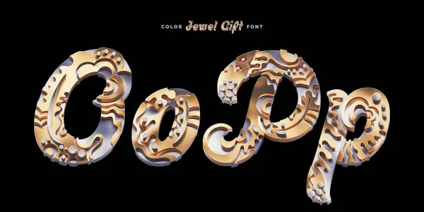 Gerenderter Satz Goldener Und Silberner Buchstaben Mit Dekorativer Abstrakter Oberfläche — Stockfoto