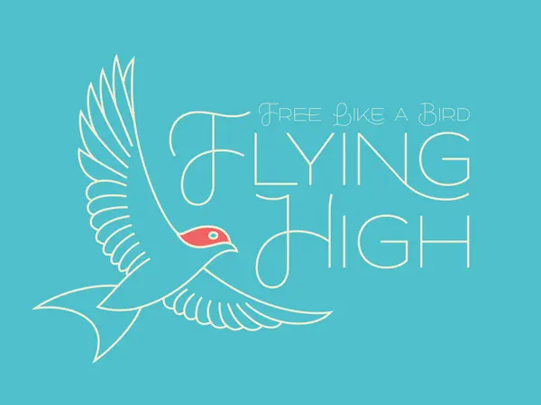 テキスト引用とベクトルレタリングポスター 翼を広げて飛ぶハイと鳥 簡単なイラスト — ストックベクタ