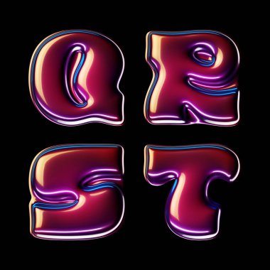 Parlak kiraz pürüzsüz yüzeyi ile hazırlanmış 3d yazı tipi seti