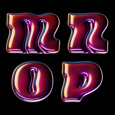 Parlak kiraz pürüzsüz yüzeyi ile hazırlanmış 3d yazı tipi seti