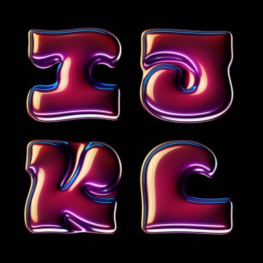 Parlak kiraz pürüzsüz yüzeyi ile hazırlanmış 3d yazı tipi seti