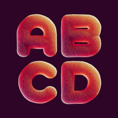 Harf şeklinde şekerle kaplanmış 3D şekerleme.