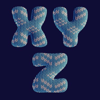 3 boyutlu örgü kumaştan yapılmış, rahat süveter desenli harfler.