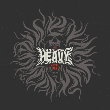 Ağır Metal Hayranı ile kafasından çığlık atan vektör baskısı posteri