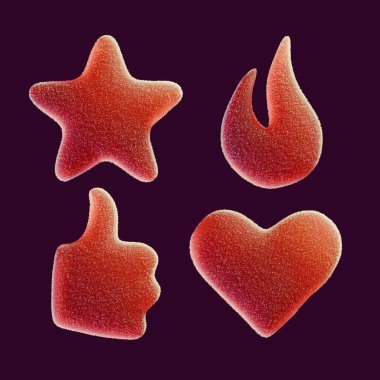 Şekerle kaplanmış üç boyutlu ikonlar.