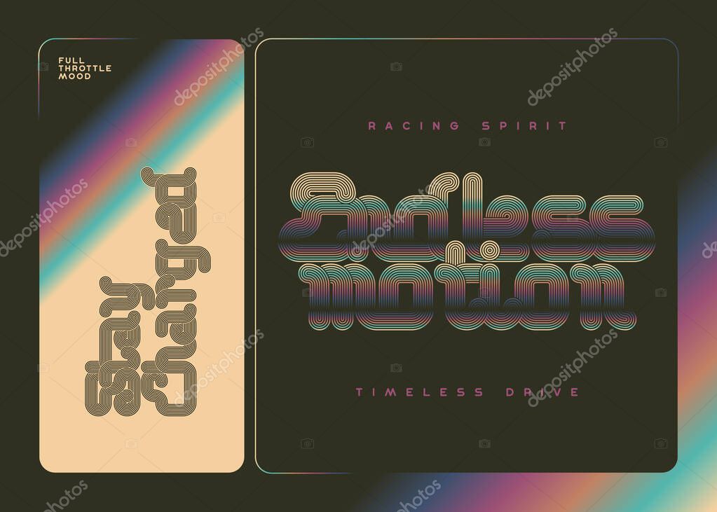 Vector lettering poster with bold retrofuturistic font and vintage gradient background