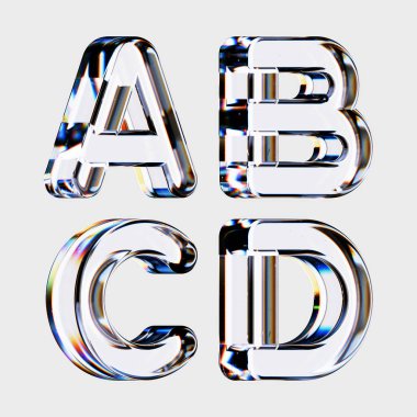 Beyaz Arkaplanda Şeffaf Camdan Yapılmış 3d İşlenmiş Harfler